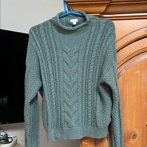 Jcrew Olive Cable Knit Turtleneck Sweater